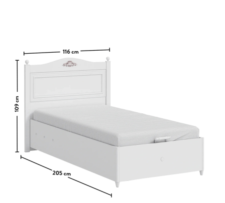 Pat 100x200 cm cu spatiu depozitare pentru copii Colectia Rustic White [5]