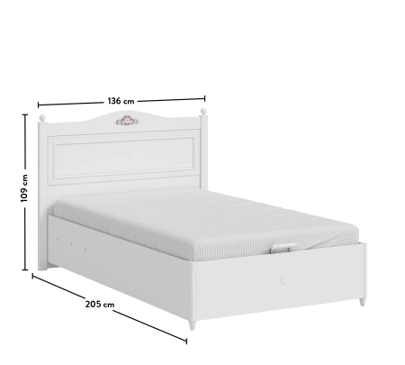 Pat 120x200 cm cu spatiu depozitare pentru copii Colectia Rustic White [5]