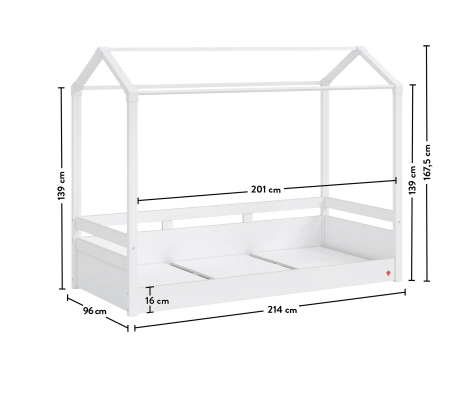 Pat 90x200 cm, cu acoperis crem, pentru camera copil, Colectia Montes White [3]