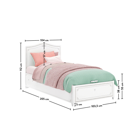 Pat cu lada depozitare 100x200 cm pentru camera fetelor, Colectia Selena Grey [3]