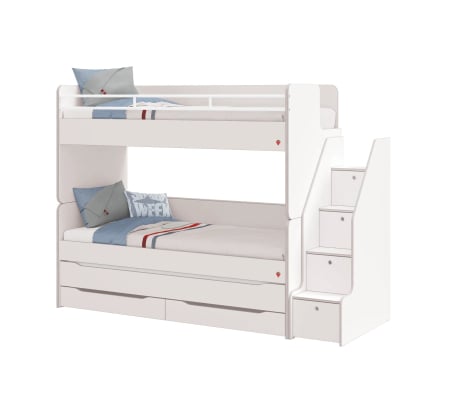 Pat etajat pentru copii Studio White, cu spațiu de depozitare – saltea 90x200 cm [2]