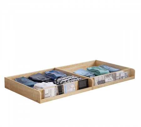 Pat cu 2 sertare si 4 perne, pentru copii Daybed Stejar, 200 x 90 cm [2]