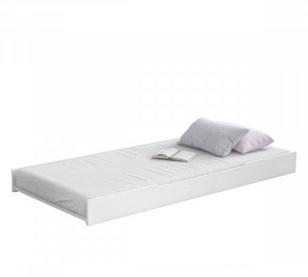 Pat cu sertar si 4 perne, pentru copii Daybed Alb, 200 x 90 cm [2]