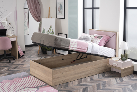 Pat cu spatiu de depozitare 100x200 cm pentru camera fetelor, Colectia Angel City [4]
