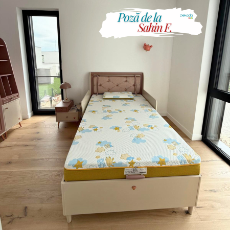 Pat cu spatiu de depozitare 120x200 cm pentru fete cu tablie tapitata – Colectia Elegance [4]