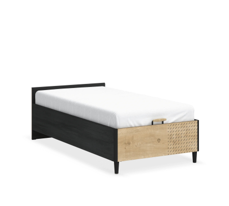 Paturi 100x200 cm - Pat fara tablie, cu spatiu de depozitare, Colectia Black (100x200 cm)