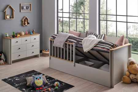 Pat cu spatiu depozitare pentru copii mici (Toddler Bed) 90x200 cm, colecția Sirius [3]