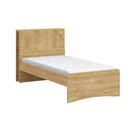 Colectia Mocha - Pat cu tablie cu rafturi, Colectia Mocha (100x200 cm)