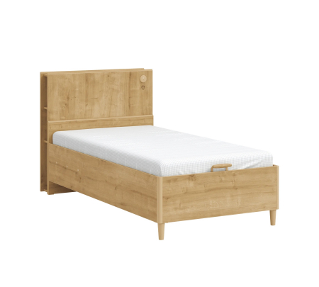 Colectia Mocha - Pat cu tablie cu rafturi si spatiu de depozitare, Colectia Mocha (100x200 cm)