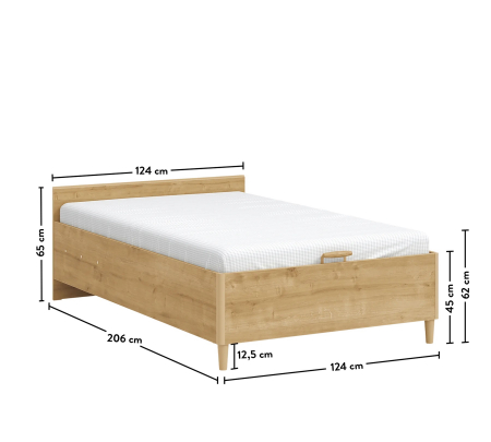 Pat cu tablie cu rafturi si spatiu de depozitare, Colectia Mocha (120x200 cm) [3]