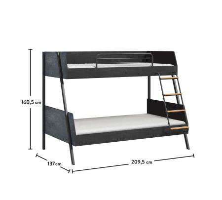 Pat etajat pentru copii, Colectia Dark Metal (90x 200-120x200 cm) [3]