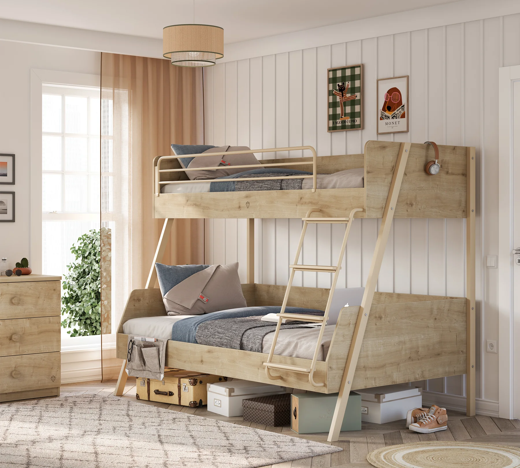 Pat etajat pentru camera copii, Colectia Mocha (90x 200-120x200 cm) [1]