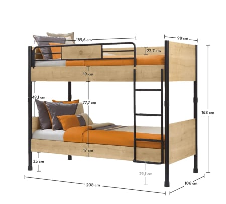 Pat etajat pentru copii, Colectia Mocha, 90x 200 cm [5]