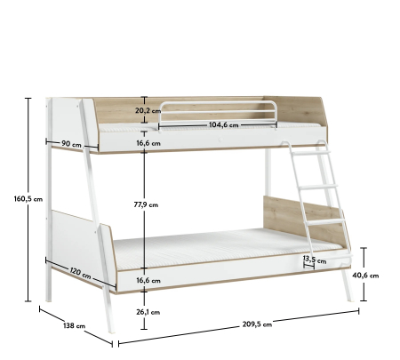 Pat etajat pentru copii, Colectia Modera (90x 200-120x200 cm) [8]