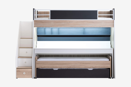 Pat etajat pentru copii cu spatiu de depozitare, birou pentru studii, Colectia New City [7]