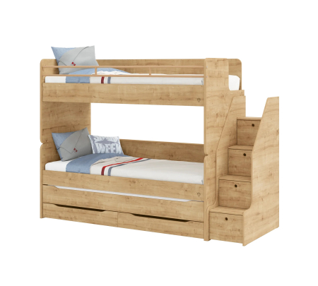 Pat etajat pentru copii Studio mocha, cu spațiu de depozitare – saltea 90x200 cm [1]