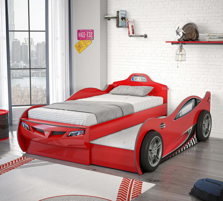 Pat mașinuță pentru copii Race Cup Red (190x90 cm) cu pat suplimentar (90x180 cm) [1]