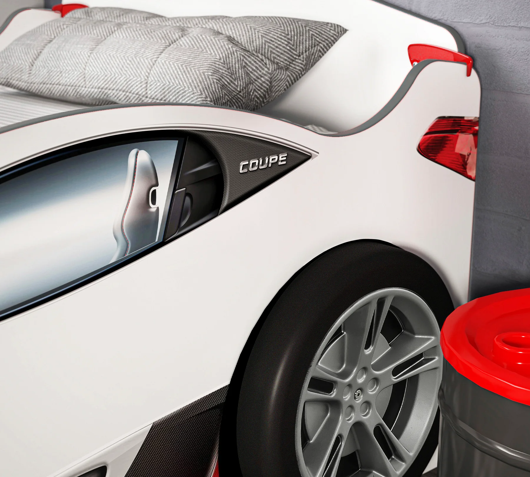 Pat mașinuță pentru copii Race Cup Red (190x90 cm) cu pat suplimentar (90x180 cm) [3]