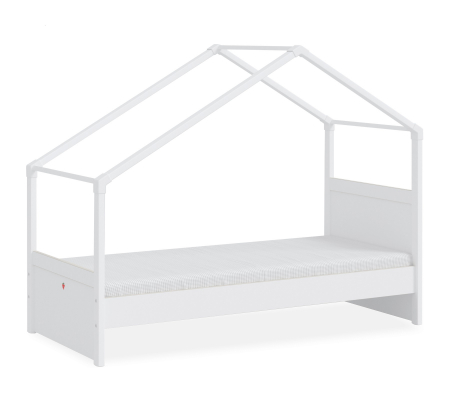 Pat 90x200 cm, cu copertina crem, pentru camera copil, Colectia Montes White [1]