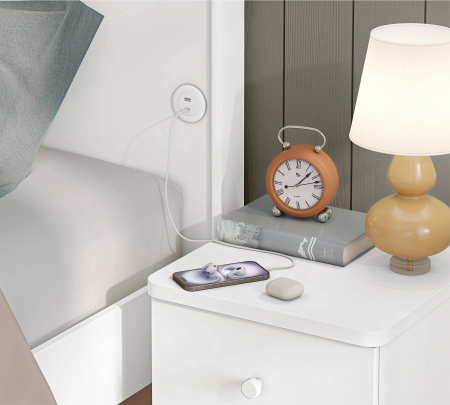 Pat pentru copii 120x200 cm – Design modern, port USB, colecția Varia White [3]