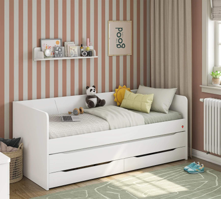 Pat etajat pentru copii Studio White, cu spațiu de depozitare – saltea 90x200 cm [4]