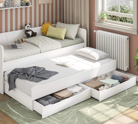 Pat suplimentar cu sertar pentru camera copii si adolescenti Colectia Studio White (90x200 cm) [2]