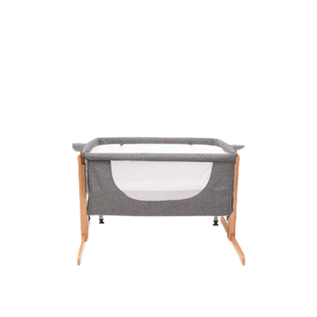 Colectia Natura Baby - Patut co-sleeper pentru bebelusi, reglabil pe inaltime, picioare lemn, gri