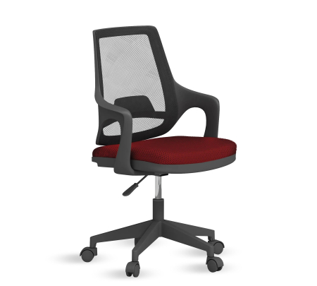 Colectia Modera - Scaun ergonomic Flex roșu pentru camera copii, cu roți și spătar ventilat