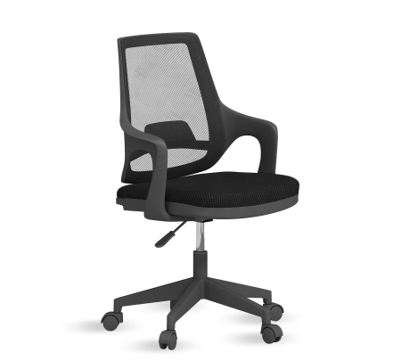 Colectia Modera - Scaun ergonomic Flex negru pentru camera copii, cu roți și spătar ventilat