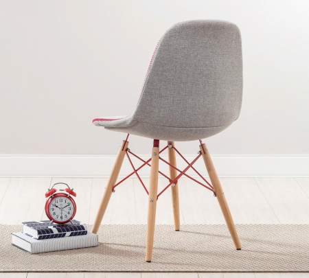 Scaun pentru copii, tapitat cu stofa cu picioare din lemn Quatro Chair Grey [3]