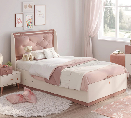 Set pentru pat copii Rossy 175x235 cm – crem cu roz pudrat, design elegant [3]