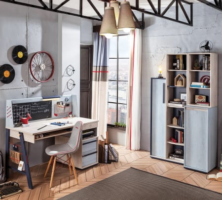 Birouri de studiu camera copii - Set Studiu Camera Copii Colectia Trio - Birou, Unitate, Modul