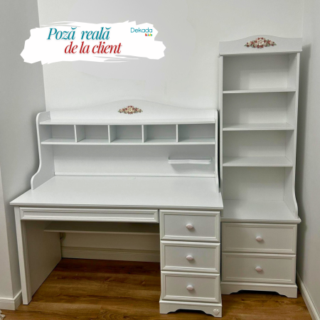 Set Studiu Complet Rustic White – Birou + Biblioteca + Unitate Superioara [6]