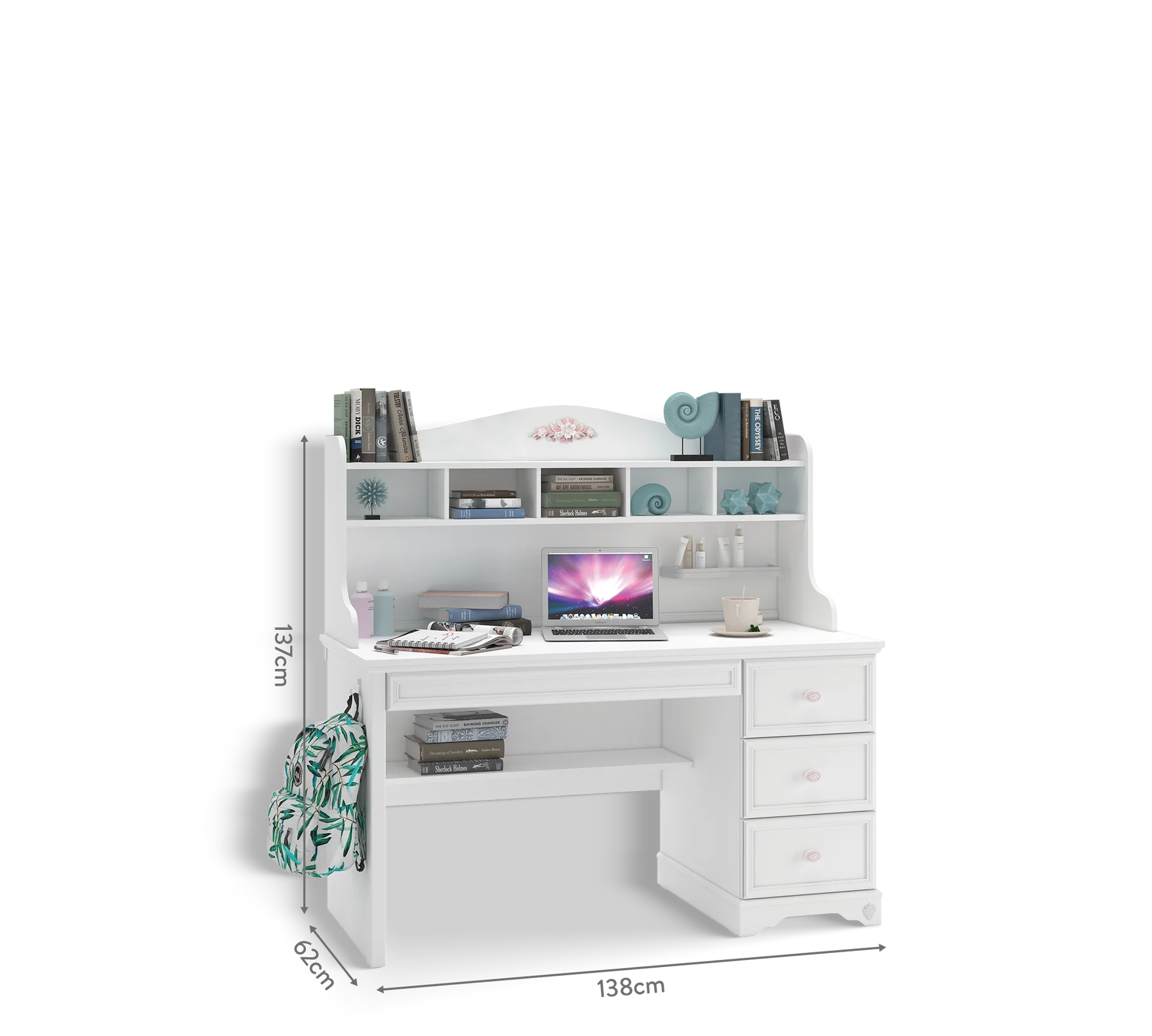 Set Studiu Complet Rustic White – Birou + Biblioteca + Unitate Superioara [7]