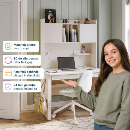 Set Studiu Modern Varia Crem - Birou + Biblioteca + Unitate Superioara [2]
