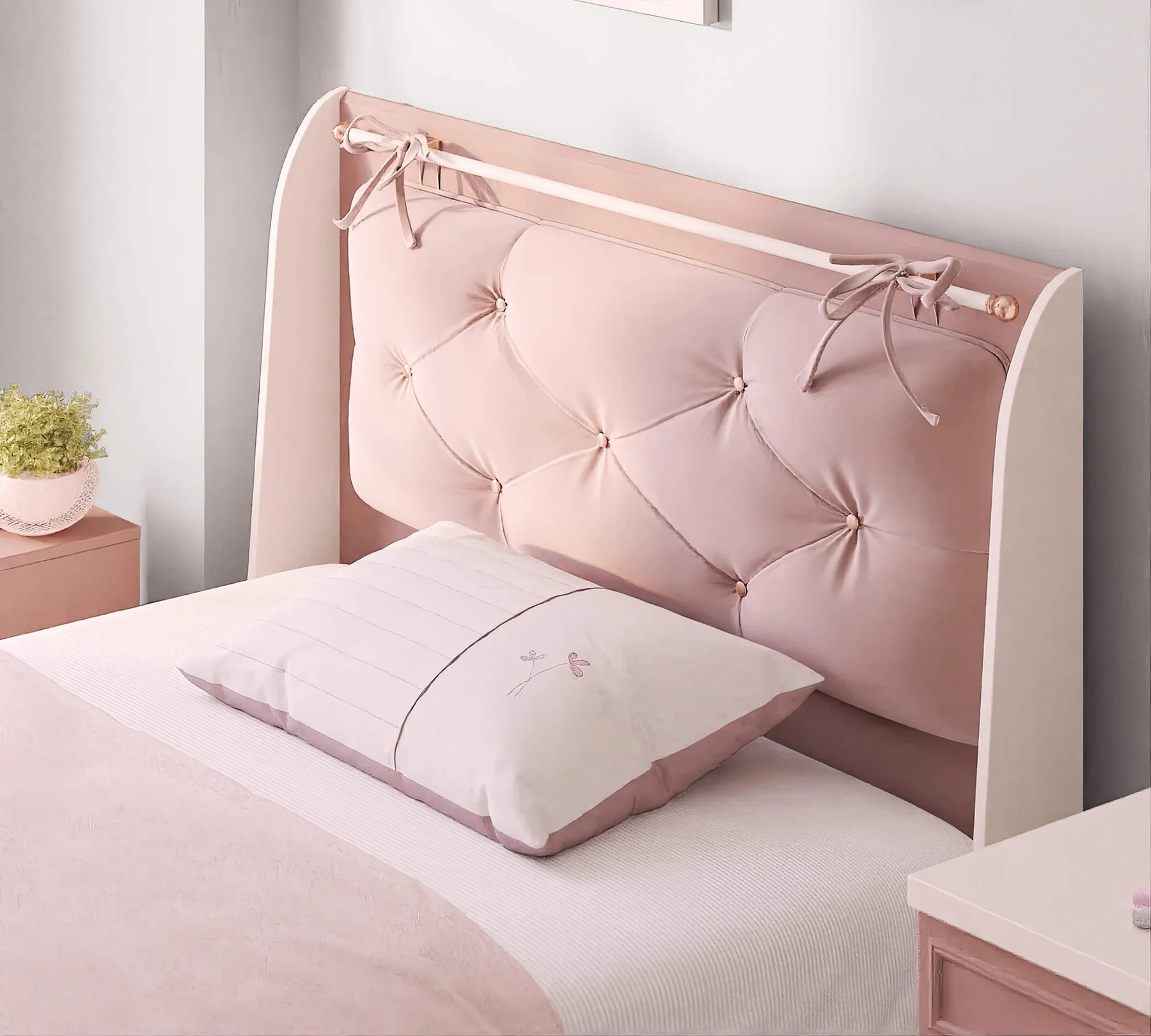 Tablie pal si decor tapitat pentru pat 100x200 cm, Colectia Elegance [2]