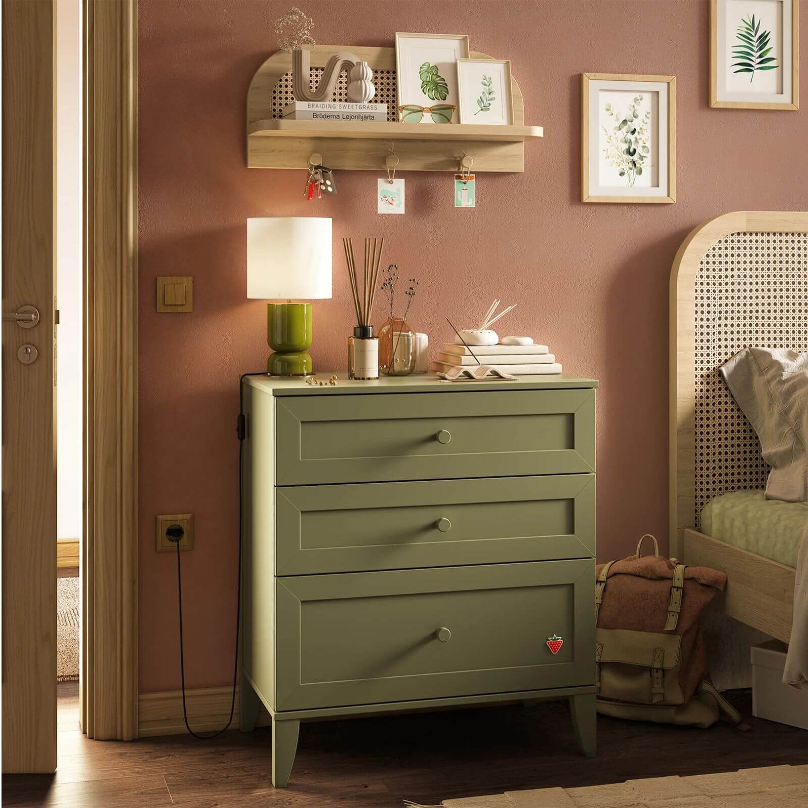 Comoda verde Loof New 75x85x42 cm