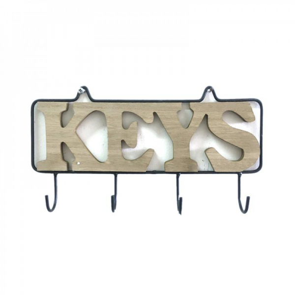 Suport chei, din lemn, cu cadru metalic, 26 cm lungime [1]