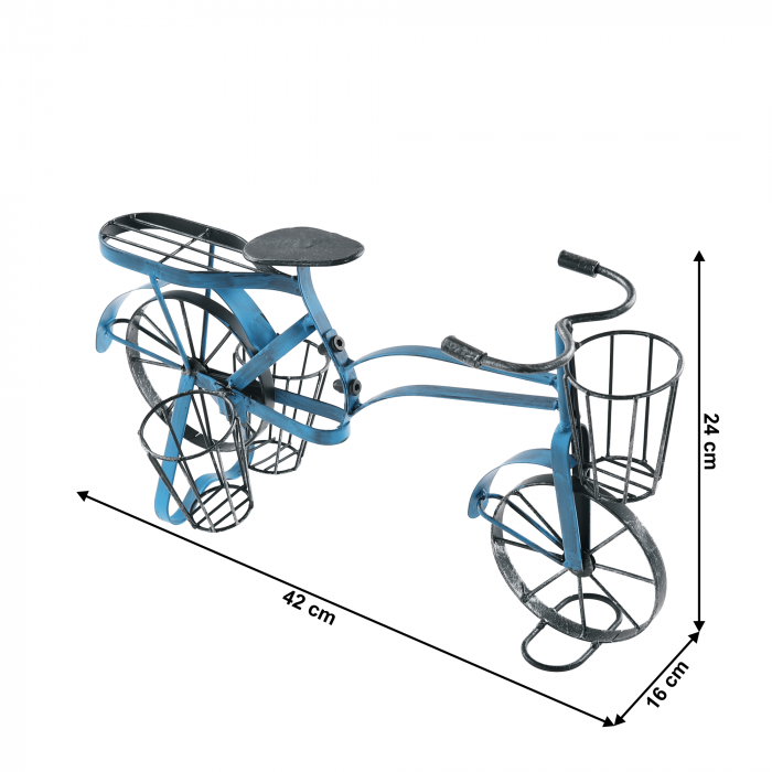 Ghiveci RETRO in forma de bicicleta, negru / albastru, ALBO [3]