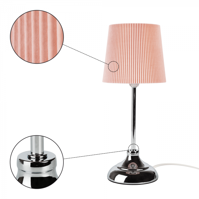 Lampa de masa, din metal / material textil roz, GAIDEN [12]