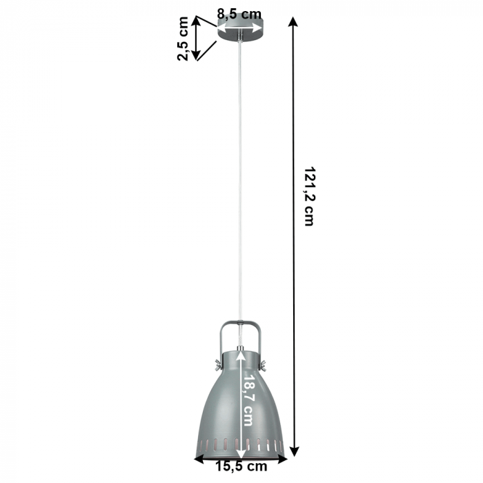 Lampa suspendata, gri / metal, AIDEN TIP 3 [3]