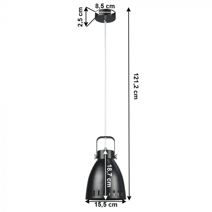 Lampa suspendata, neagra / metalica, AIDEN TIP 3 [2]