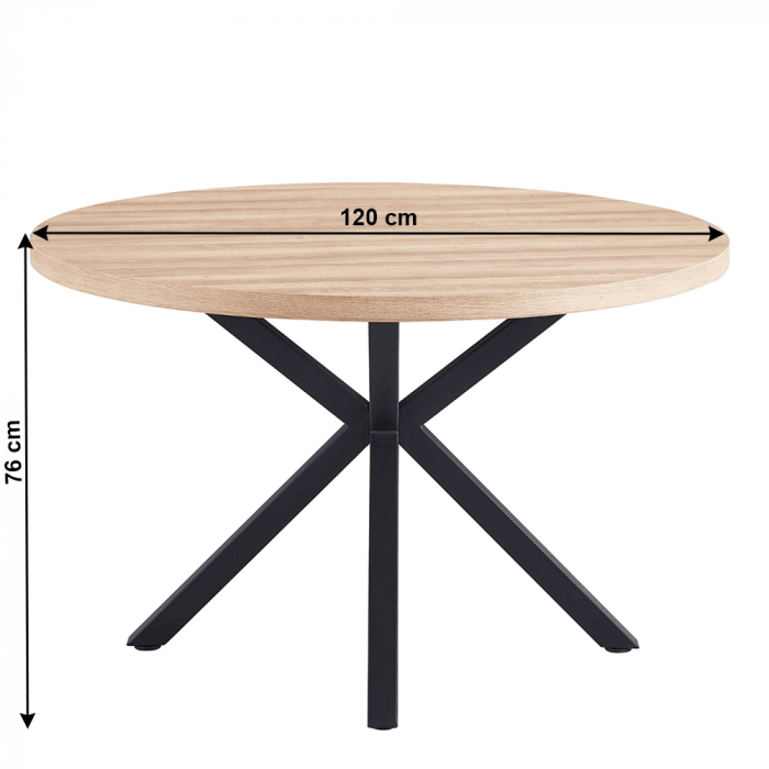 Masa de sufragerie, stejar sonoma / negru, diametru 120 cm, MEDOR [2]