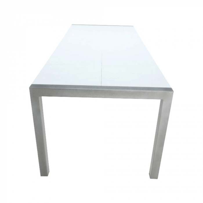 Masa dining, pliabila, MDF / metal, alb stralucitor HG, 150-190-230x90 cm, DARO [14]