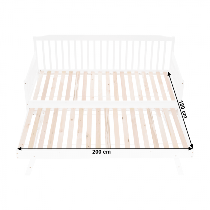 Pat extensibil pentru copii cu pat , alb, lemn masiv, PEDREZA [3]