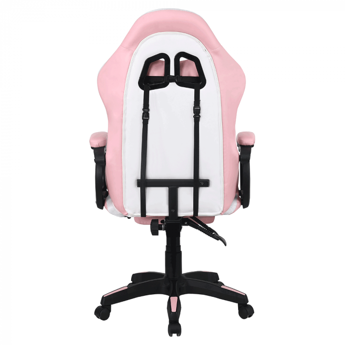 Scaun de birou / joc cu iluminare LED RGB, roz / alb, JOVELA [4]