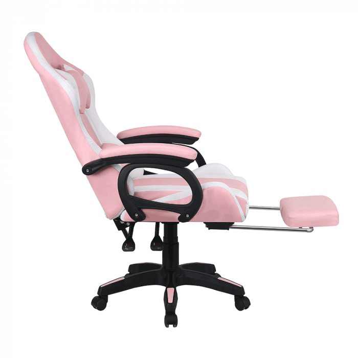 Scaun de birou / joc cu iluminare LED RGB, roz / alb, JOVELA [3]