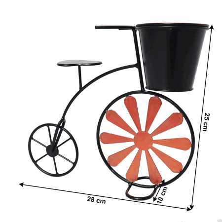 Ghiveci RETRO in forma de bicicleta, visiniu / negru, SEMIL [1]