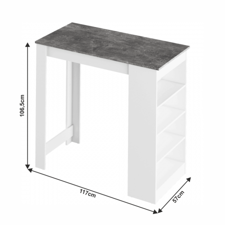 Masa de bar, alb/beton, 117x57 cm, AUSTEN [1]
