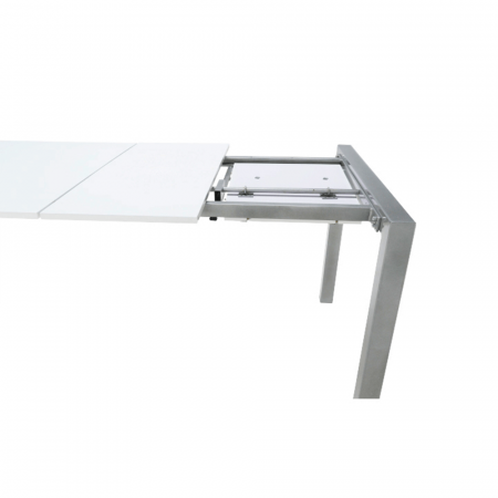 Masa dining, pliabila, MDF / metal, alb stralucitor HG, 150-190-230x90 cm, DARO [5]